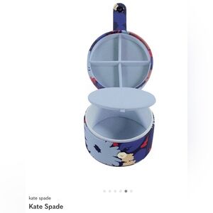Kate Spade Round Travel Jewelry Case - Light Gray Interior, Floral Exterior